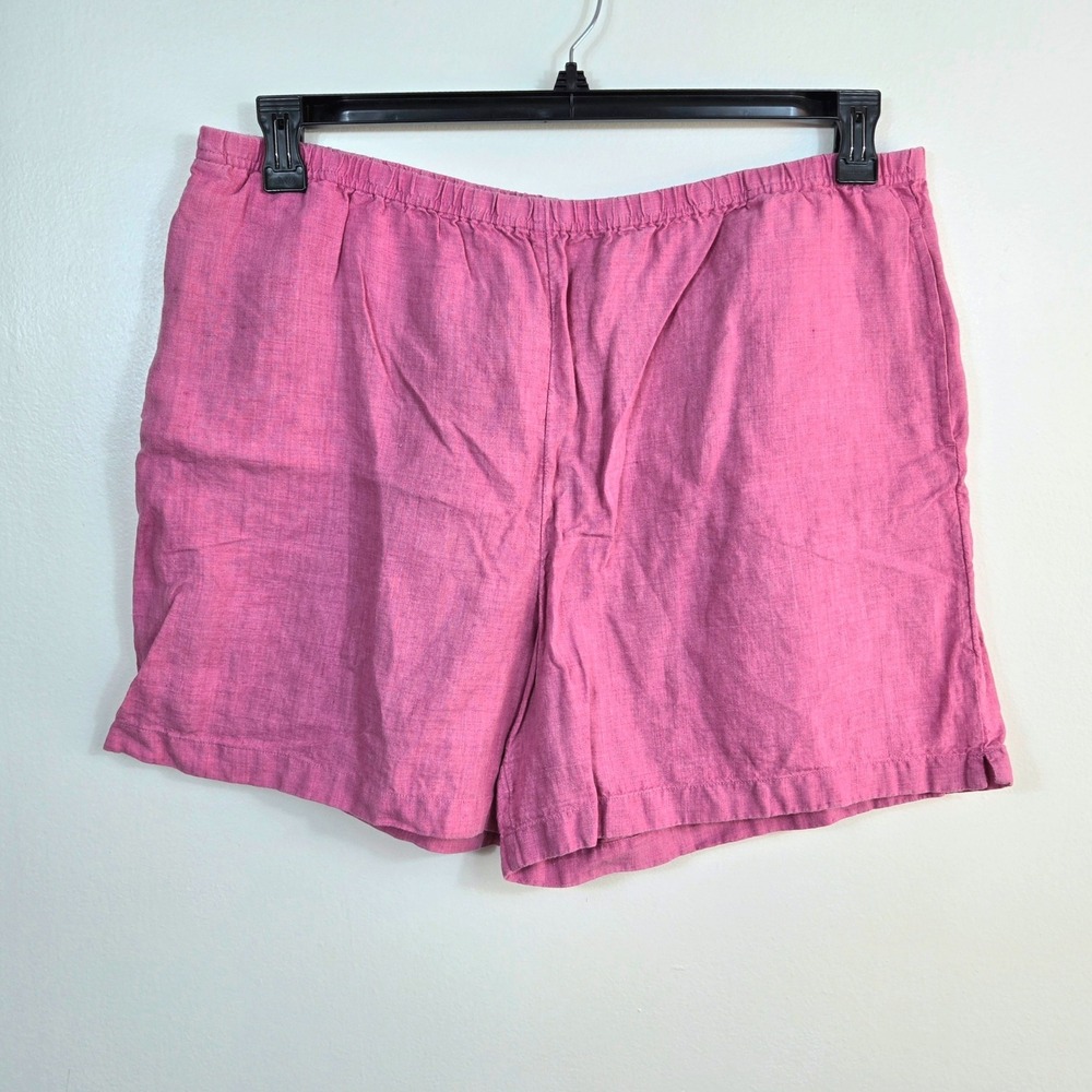 J. Jill Womens Pink Linen Pull-on Coastal Lagenlook Relaxed Fit Shorts XL Breezy